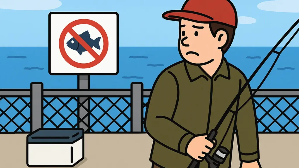 立入禁止、釣り禁止の場所に入らない