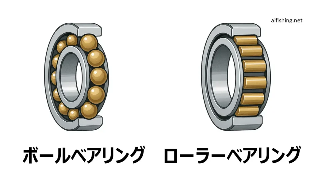 ボールベアリングとローラーベアリングのイラスト