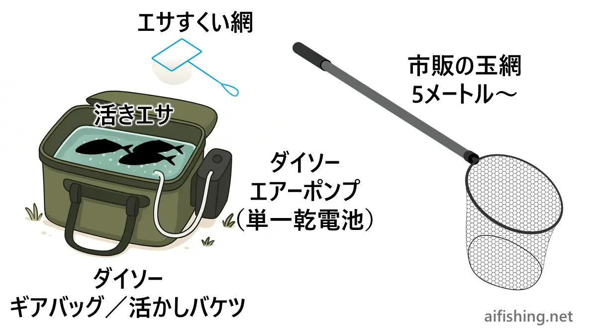ダイソー泳がせ釣りで使う用品