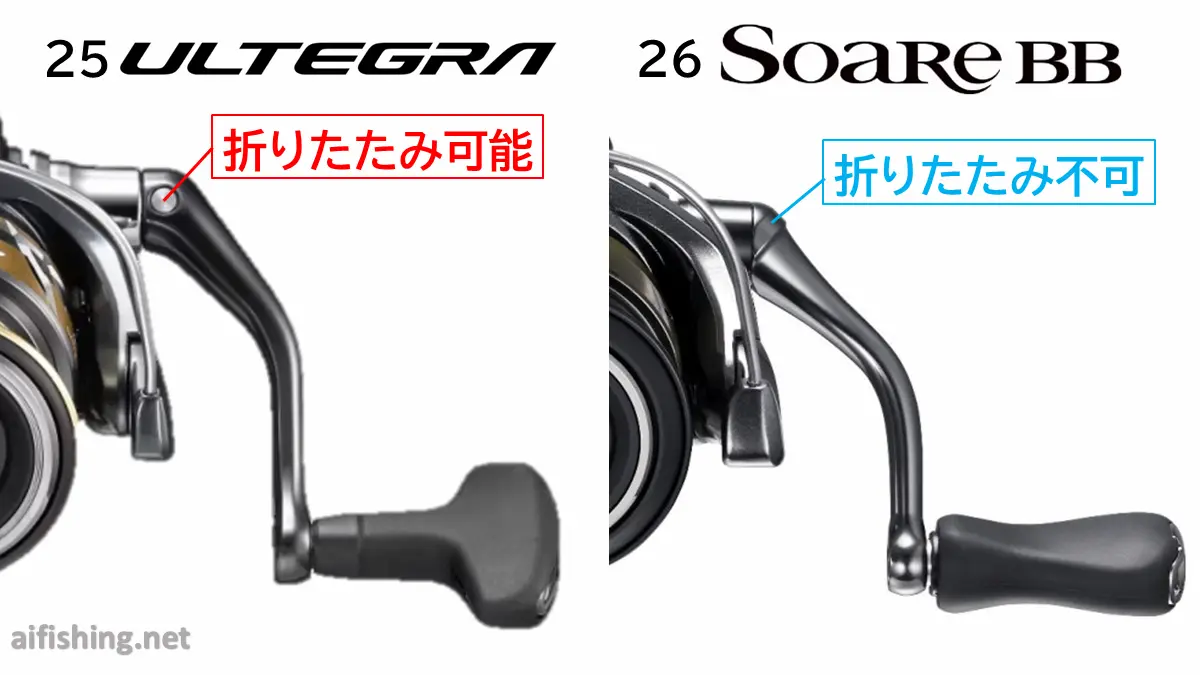 25アルテグラと26ソアレBBのハンドル比較
